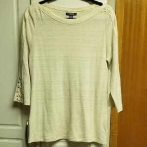 🍭Chaps long sleeved waffle top with heathered detailing and ties on sleeves